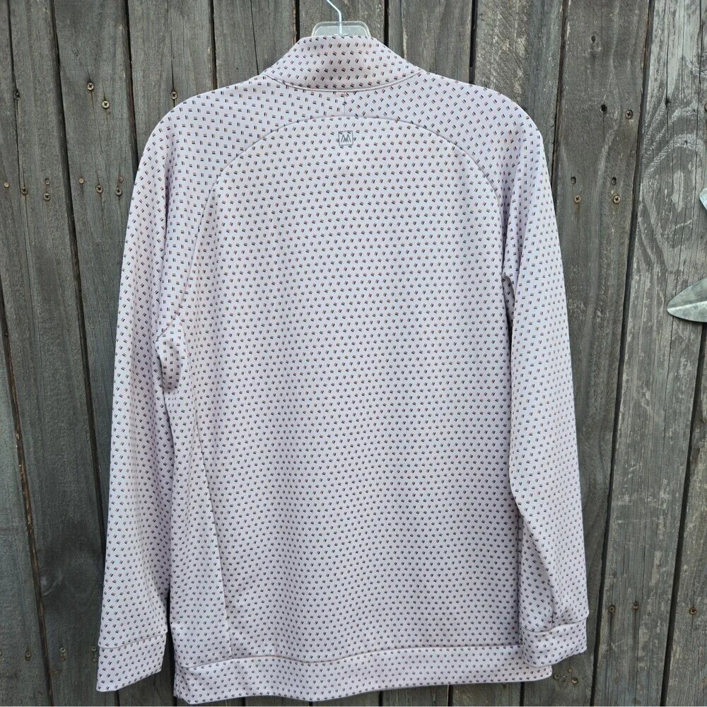 Mizzen+Main Men's  Trim Light Grey Geo Print Versa Quarter Zip Pullover size S